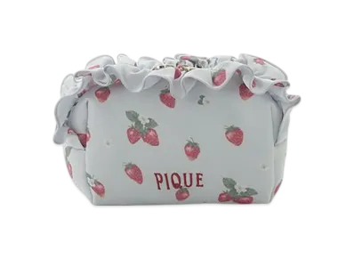 GELATO PIQUE Strawberry Pattern Frill Pouch "Blue"