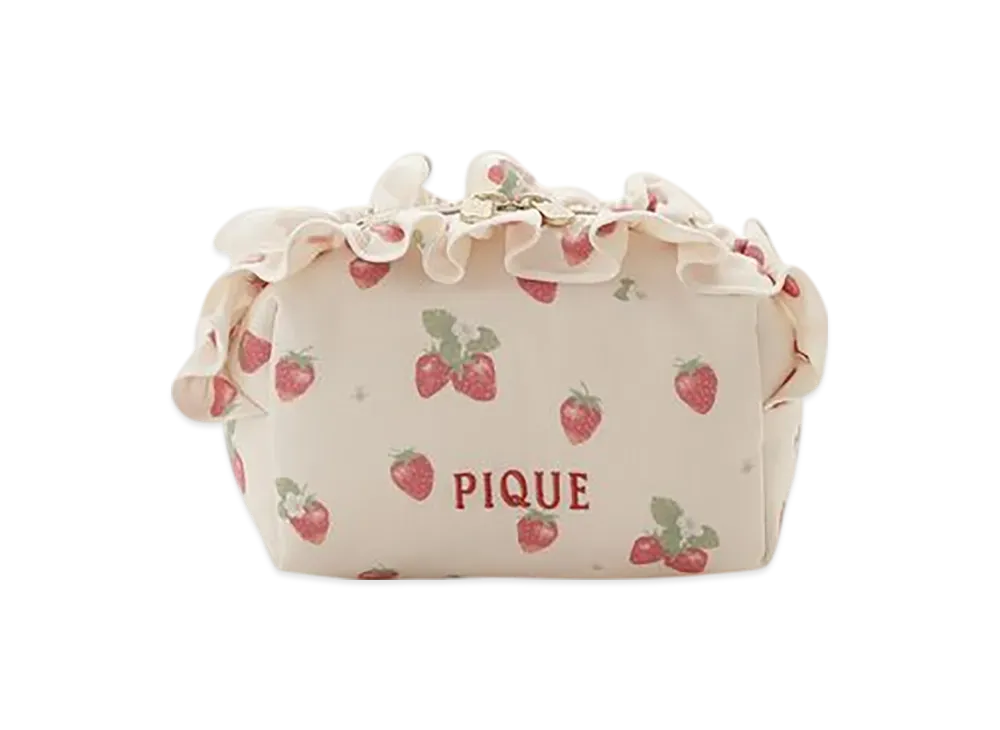 GELATO PIQUE Strawberry Pattern Frill Pouch "Off White"