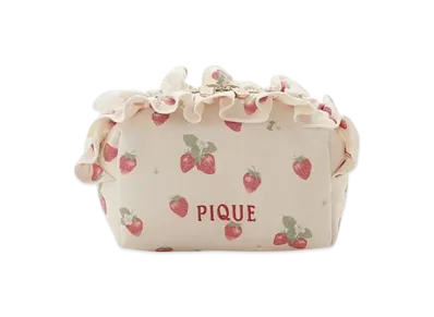 GELATO PIQUE Strawberry Pattern Frill Pouch "Off White"