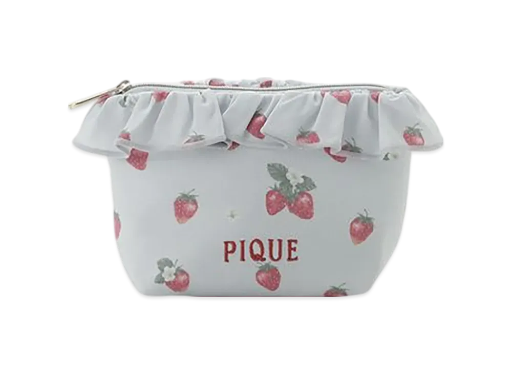 GELATO PIQUE Strawberry Pattern Frill Tissue Pouch "Blue"