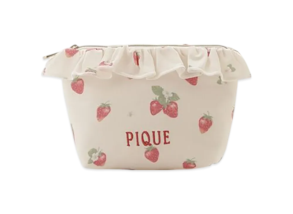 GELATO PIQUE Strawberry Pattern Frill Tissue Pouch "Off White"