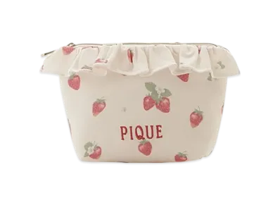 GELATO PIQUE Strawberry Pattern Frill Tissue Pouch "Off White"