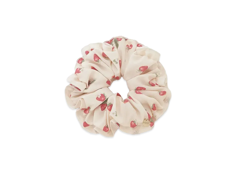 GELATO PIQUE Strawberry Pattern Frill Scrunchie "Off White"