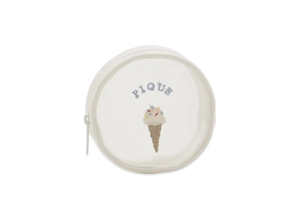 GELATO PIQUE Ice Embroidery Round Pouch "Off White"