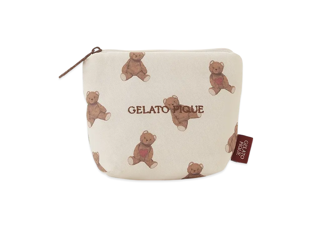 GELATO PIQUE Heart Bear All Pattern Tissue Pouch "Brown"