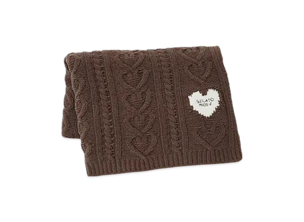 GELATO PIQUE Heart Aran Blanket "Brown"