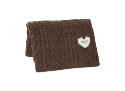 GELATO PIQUE Heart Aran Blanket "Brown"