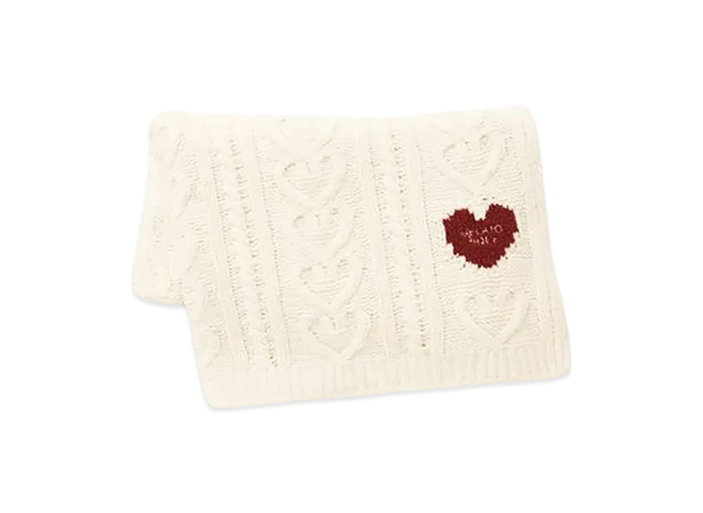 GELATO PIQUE Heart Aran Blanket "Cream"
