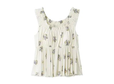 GELATO PIQUE Flower Pattern Cup-In Frill Tank Top "Blue"