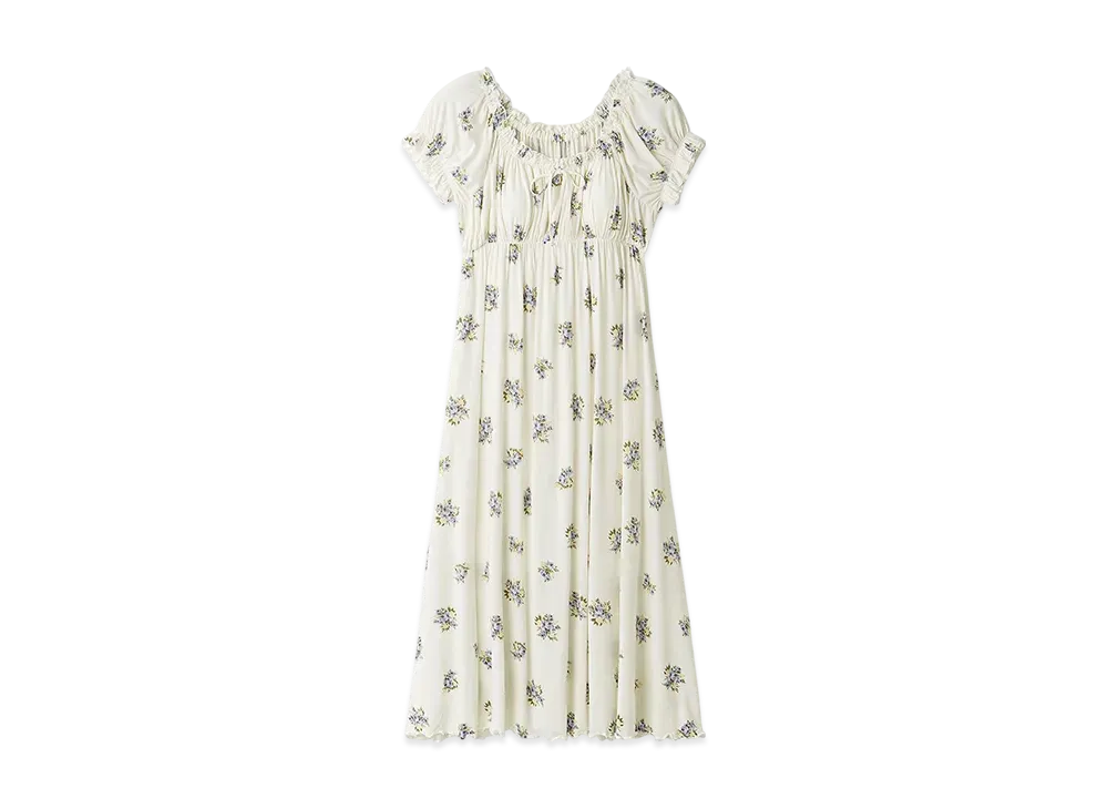 GELATO PIQUE Flower Pattern Cup-In Dress "Blue"