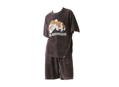 GELATO PIQUE Homme Airy Moko Dog Jacquard Pullover & Shorts Set "Dark Gray"