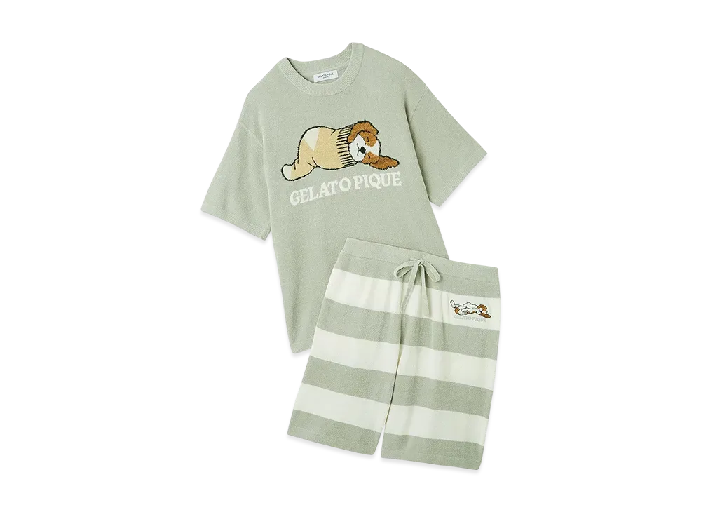 GELATO PIQUE Homme Airy Moko Dog Jacquard Pullover & Shorts Set "Mint"