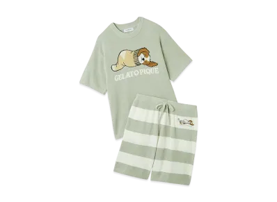 GELATO PIQUE Homme Airy Moko Dog Jacquard Pullover & Shorts Set "Mint"