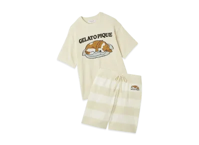 GELATO PIQUE Homme Airy Moko Dog Jacquard Pullover & Shorts Set "Cream"