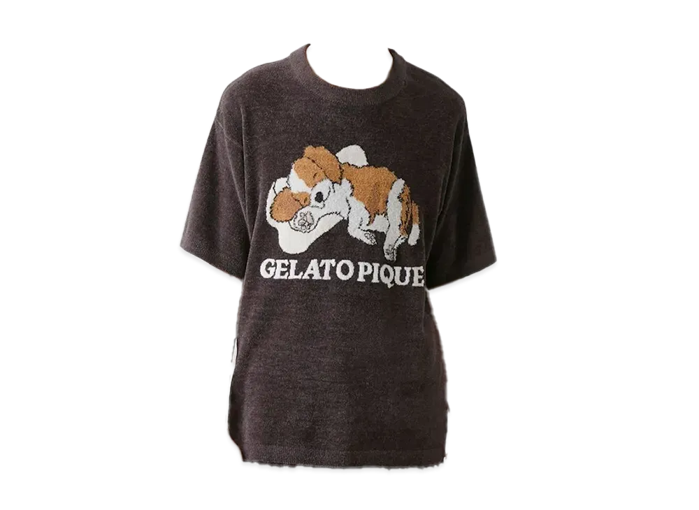 GELATO PIQUE Om Airy Moko Dog Jacquard Pullover "Dark Gray"