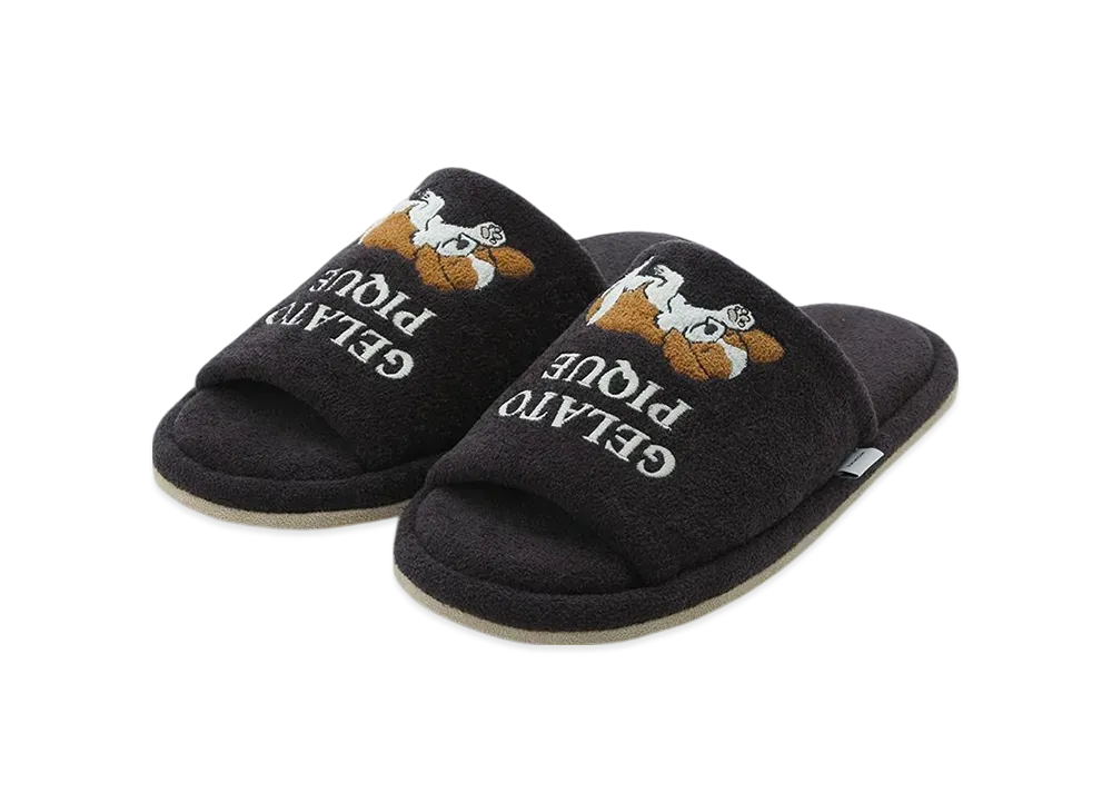 GELATO PIQUE Homme Airy Moco Sleeping Dog Applique Room Shoes "Dark Gray"