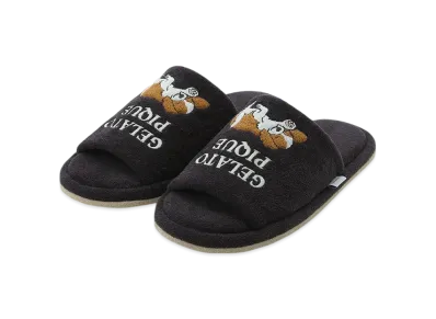 GELATO PIQUE Homme Airy Moco Sleeping Dog Applique Room Shoes "Dark Gray"
