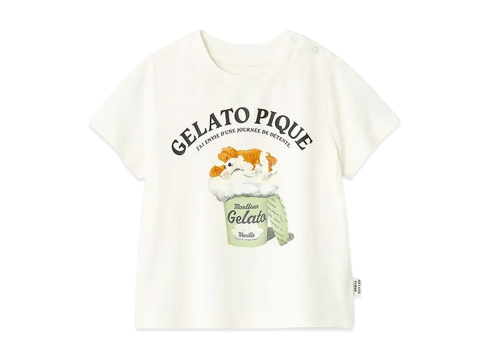 GELATO PIQUE Baby Sleeping Dog T-Shirt "Off White"