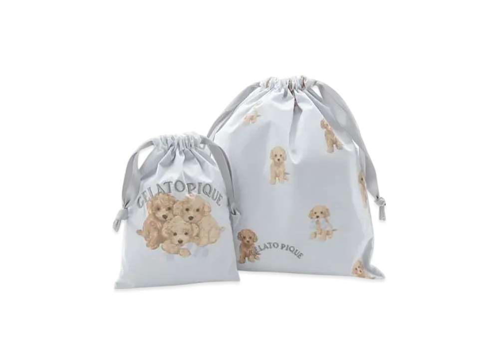 GELATO PIQUE Toy Poodle Pattern Drawstring Bag Set "Blue"