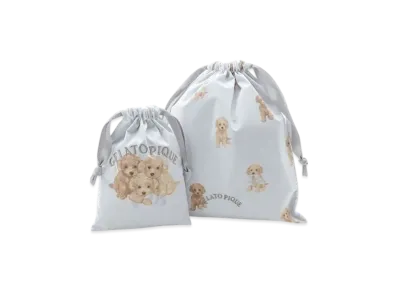 GELATO PIQUE Toy Poodle Pattern Drawstring Bag Set "Blue"