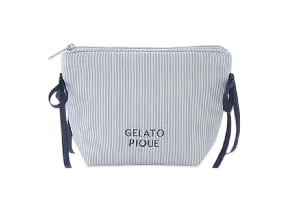 GELATO PIQUE Striped Ribbon Pouch "Blue"