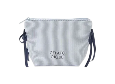 GELATO PIQUE Striped Ribbon Pouch "Blue"
