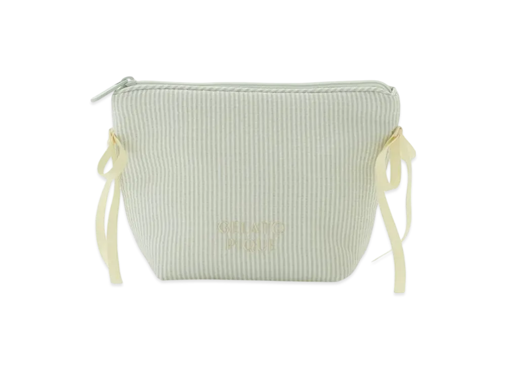 GELATO PIQUE Striped Ribbon Pouch "Green"
