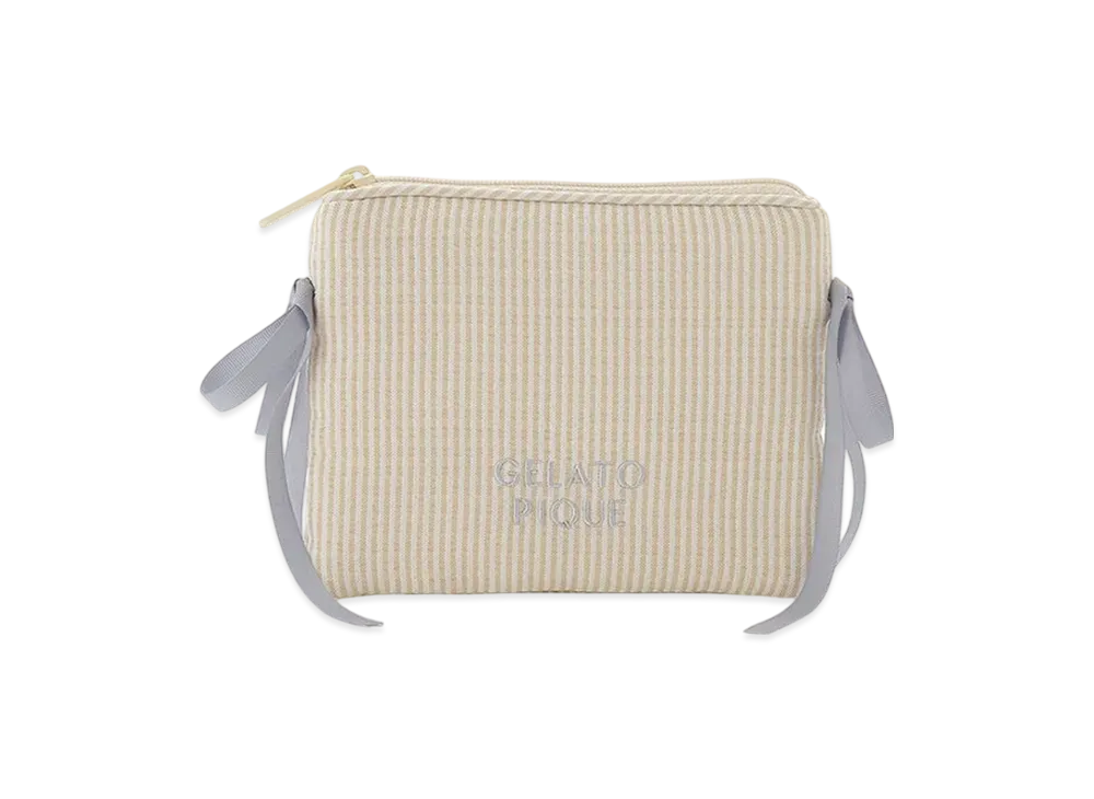 GELATO PIQUE Striped Ribbon Tissue Pouch "Yellow"