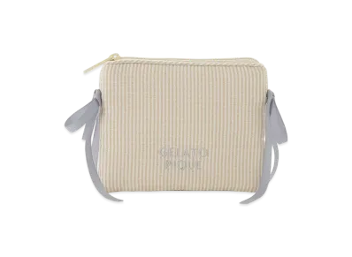 GELATO PIQUE Striped Ribbon Tissue Pouch "Yellow"