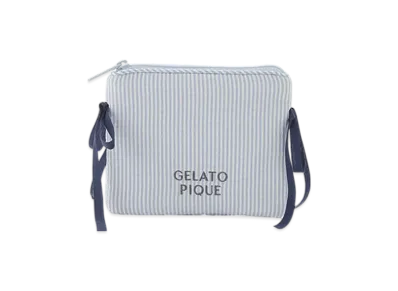 GELATO PIQUE Striped Ribbon Tissue Pouch "Blue"