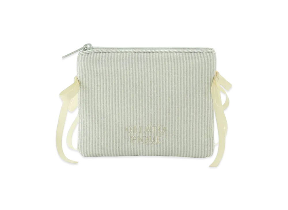 GELATO PIQUE Striped Ribbon Tissue Pouch "Green"