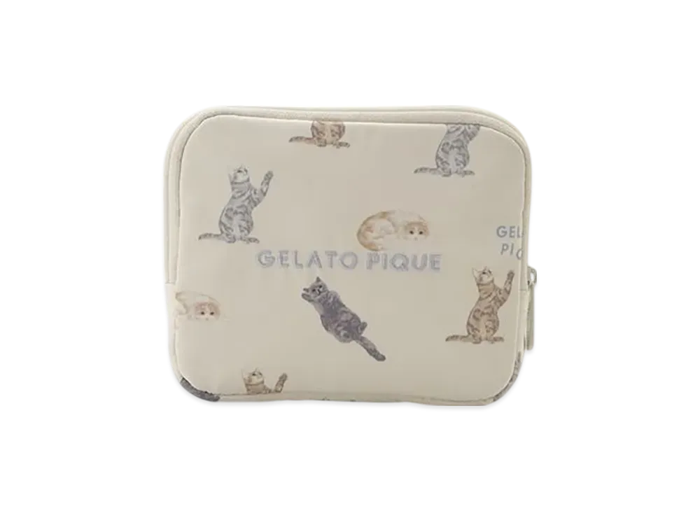 GELATO PIQUE Cat All Pattern Tissue Pouch "Off White"