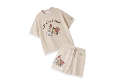 GELATO PIQUE x DRAGON QUEST Women's Jacquard S/S Pullover & Shorts Set "Beige"