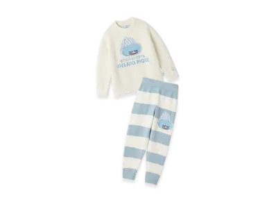 GELATO PIQUE x DRAGON QUEST Kids Baby Moco Pullover & Striped Long Pants Set "Blue"