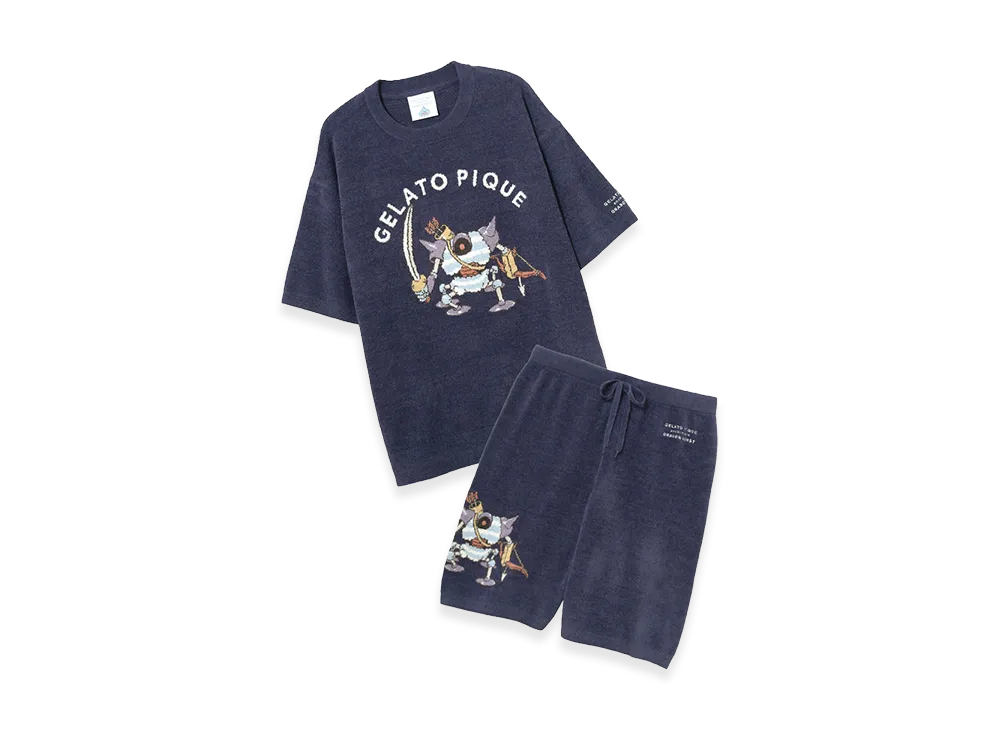 GELATO PIQUE x DRAGON QUEST Jacquard S/S Pullover & Half Pants Set "Navy"
