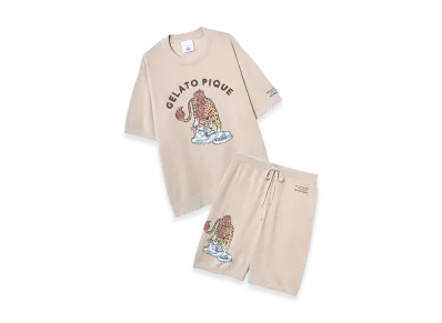 GELATO PIQUE x DRAGON QUEST Jacquard S/S Pullover & Half Pants Set "Pink"