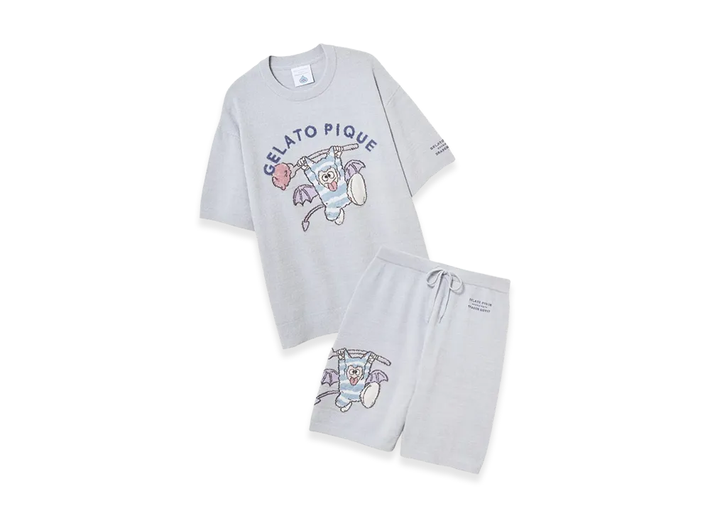 GELATO PIQUE x DRAGON QUEST Jacquard S/S Pullover & Half Pants Set "Grey"