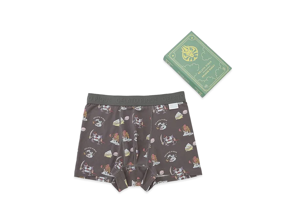 GELATO PIQUE x DRAGON QUEST Monster Allover Pattern Boxer Pants with Box "Dark Grey"