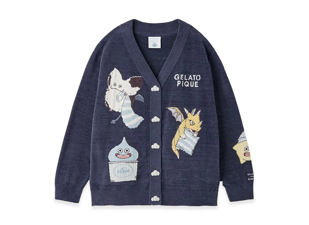 GELATO PIQUE x DRAGON QUEST Jacquard Cardigan "Navy"
