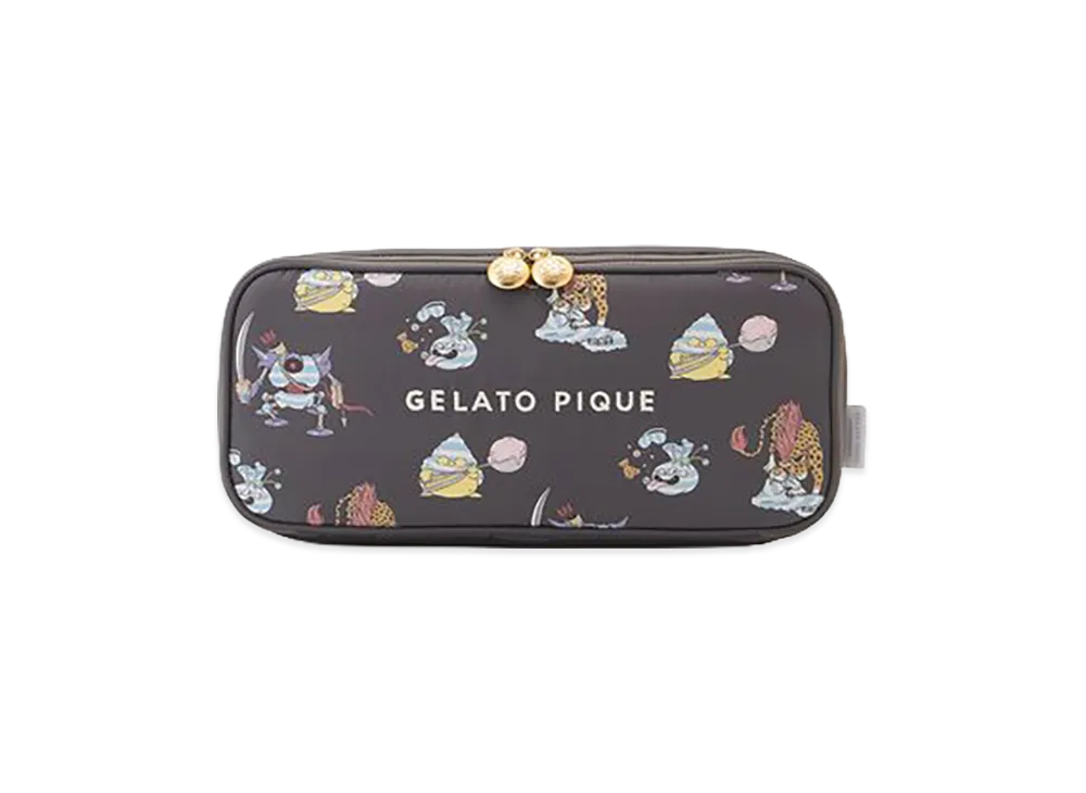 GELATO PIQUE x DRAGON QUEST Allover Pattern Gadget Pouch "Dark Grey"