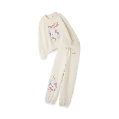 GELATO PIQUE x Sanrio Women's Baby Moco Jacquard Pullover & Long Pants Set Hello Kitty "Off White"