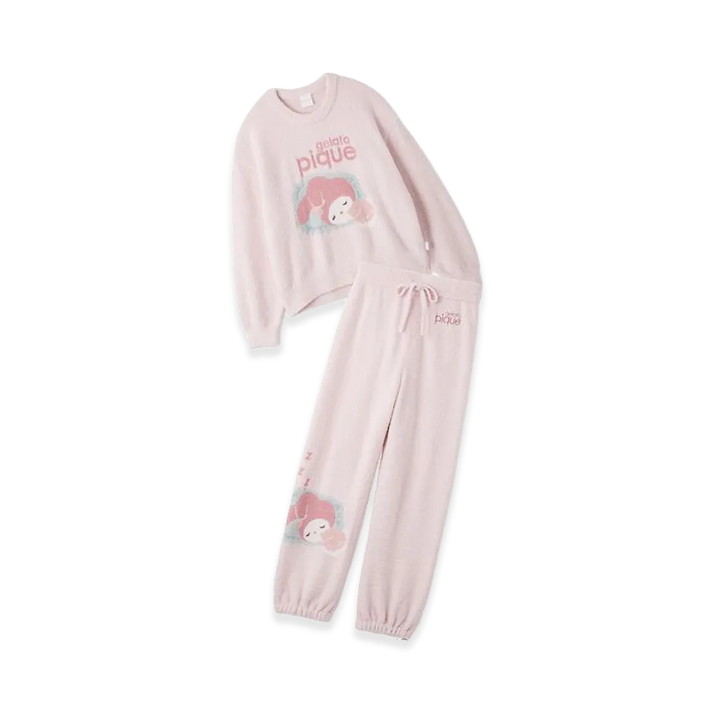 GELATO PIQUE x Sanrio Women's Baby Moco Jacquard Pullover & Long Pants Set My Melody "Pink"
