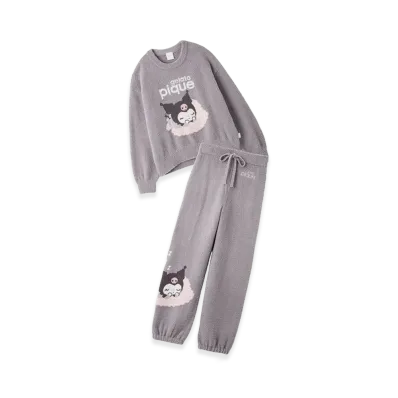 GELATO PIQUE x Sanrio Women's Baby Moco Jacquard Pullover & Long Pants Set Kuromi "Purple"