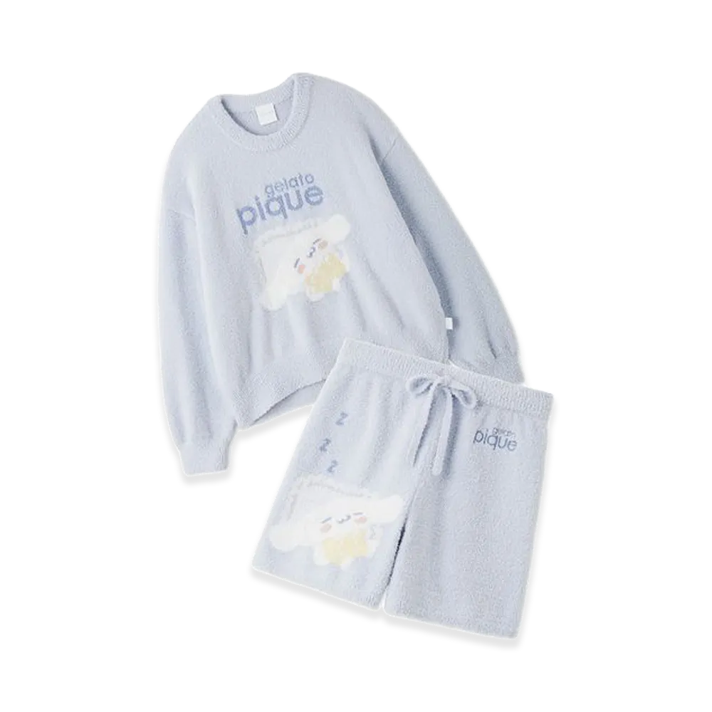 GELATO PIQUE x Sanrio Women's Baby Moco Jacquard Pullover & Shorts Set Cinnamoroll "Blue"