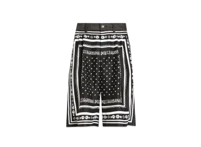 DOLCE&GABBANA Printed Silk and Denim Shorts "Black"