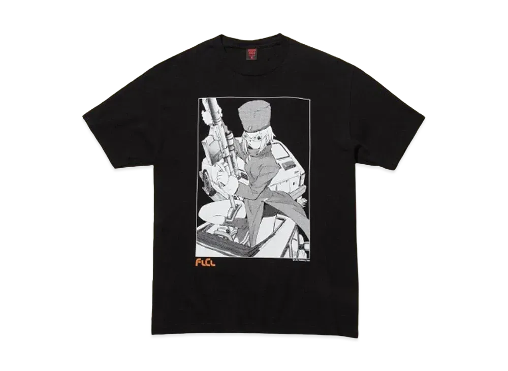 Geeks Rule Silkscreen Printing x FLCL T-Shirt (Kitsurubami) "Black"