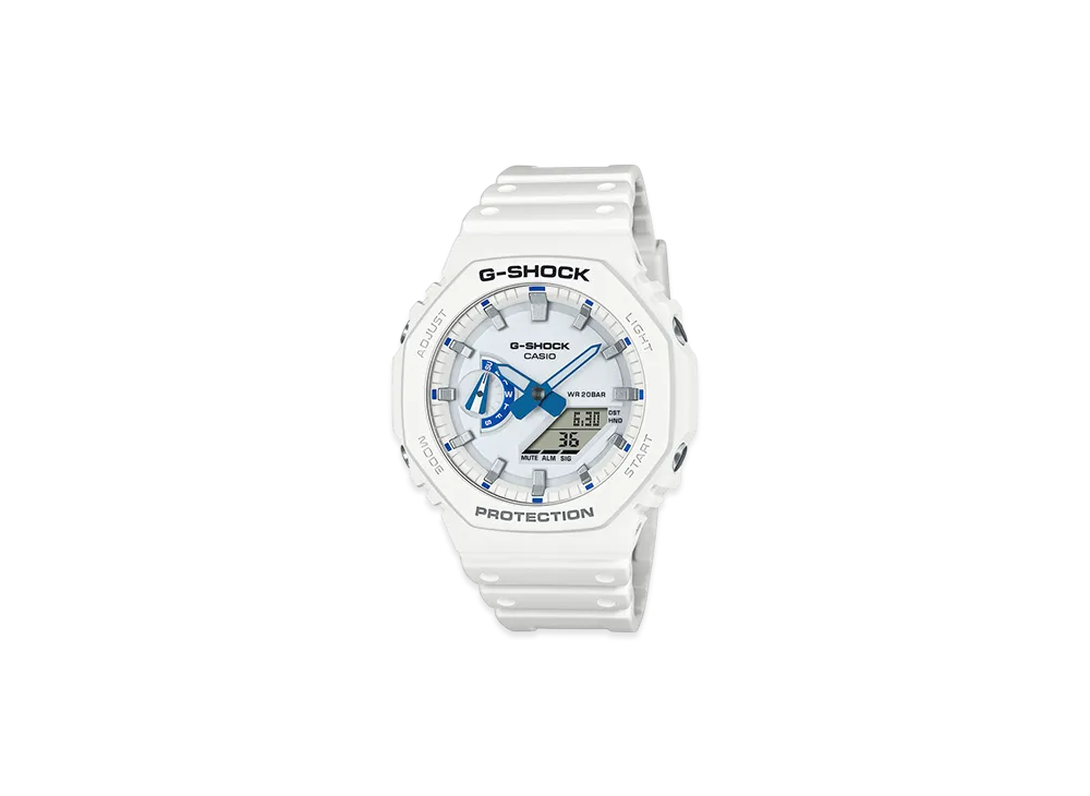 Casio G-Shock GA-2100 Hidden Glow Series Analog-Digital M Watch "White/Blue"