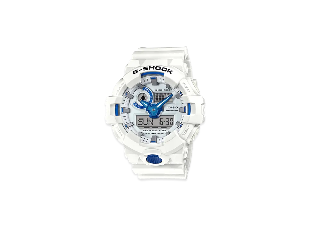 Casio G-Shock GA-700 Hidden Glow Series Analog-Digital M Watch "White/Blue"