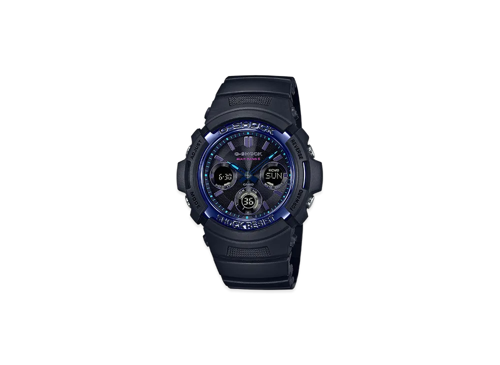Casio G-Shock Virtual Blue Series Multi 6 Analog-Digi Radio Solar M Watch "Black/Cmbi"