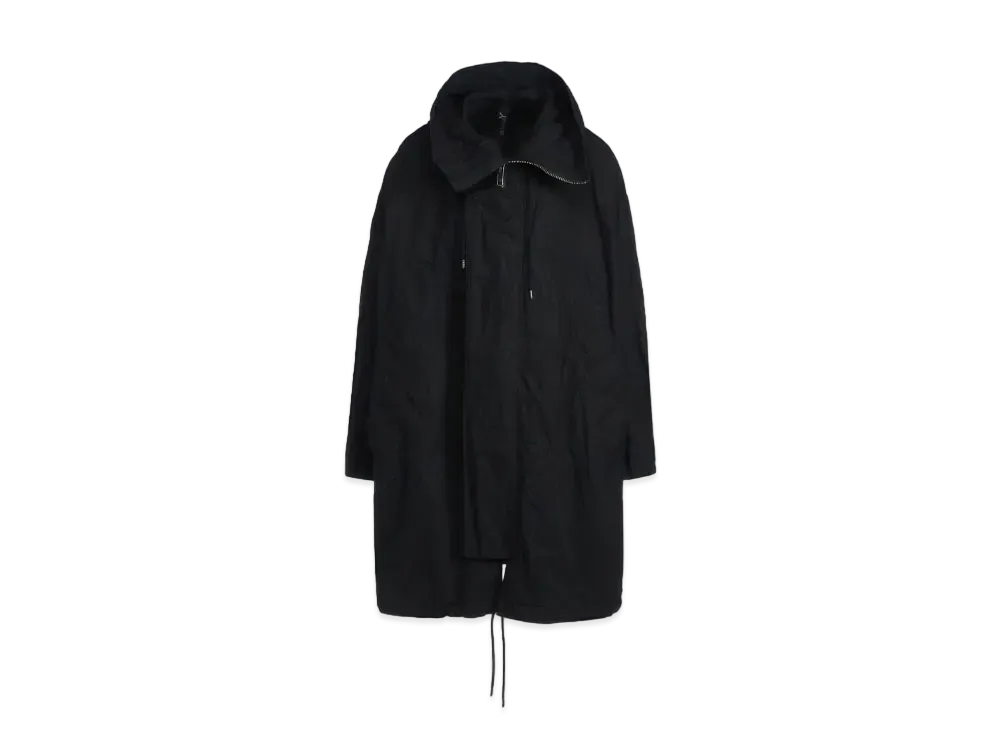 Yohji Yamamoto NY/C Cross High Neck Hooded Mods Coat "Black"